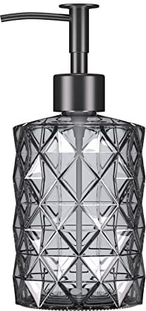 goldenwarm 330ml Seifenspender Matt Glas Seifenspender mit Pumpenkopf aus Edelstahl Küche Bad WC Spülmitte Schwarz für Duschgel Waschmittel Shampoo (1 Stück)