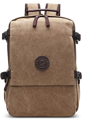DORRISO Reise Herren Rucksack Mode Canvas Schulrucksack Teenager Daypacks Casual Laptop Rucksack für 15.6 Zoll Laptop Geschäft Arbeit Bergsteigen Campus Laptop Rucksack Khaki