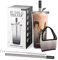 HYDRATE 2.ONE Gobelet Plastique Reutilisable avec Paille pour Bubble Tea perles en inox - Grand Verre a cocktail de 700ml pour smoothie, tasse a the, inclut un couvercle et sac de transport (Noir)
