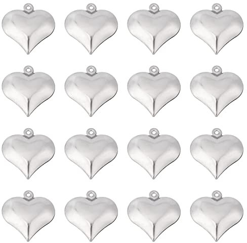 SUNNYCLUE 1 Box 100 Stück Valentinstag Puff Herz Charm 316 Edelstahl Liebescharms Silberne Herzen Charms Für Die Schmuckherstellung Charms DIY Halskette Ohrringe Basteln Frauen Erwachsene Muttertagsge