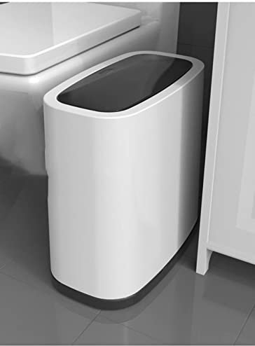 CMLLING Cubo de basura rectangular de plástico de 12 litros, papelera delgada para baño (Negro)