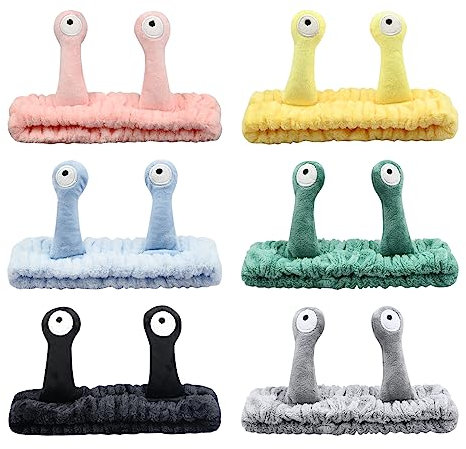 Bekecidi 6 Stück Flauschiges Make-up-Stirnband, Schnecke Niedliches Hautpflege-Haarband, Mikrofaser-Haarband Zum Waschen Des Gesichts, Elastisches Gesichtsband, Haarzubehör Für Frauen, Mädchen
