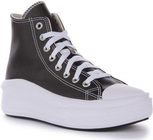 CONVERSE Chuck Taylor All Star Move Platform FOUNDATIONAL Leather, Sneaker Mujer, Negro, Blanco (Black White White), 40 EU