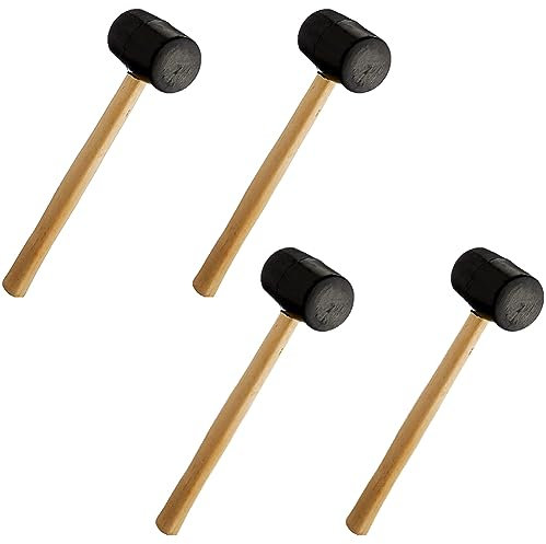 4 Pack Martello/Maglio In Gomma Nero - Mazza Di Gomma Con Manico In Fibra Di Vetro - Martello Di Gomma Per Piastrelle Martello Gomma Durevole | Ideale Per Piastrelle, Mattoni, Picchetti Per Tende