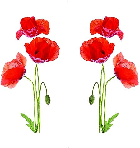 Stickers muraux fleurs Coquelicot Kit x2 - Autocollants muraux, adhésif floral - stickers décoration - Décoration Murale Chambre Enfants Salon Bureau (50x25 cm)