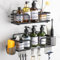ALOCEO Duschablage Ohne Bohren 2 Stück Badezimmer Regal Organizer Edelstahl mit 6 Haken, Schwarz