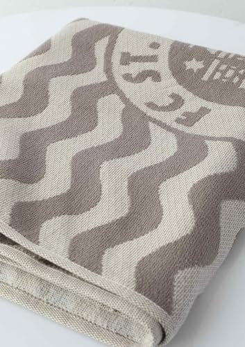 FC St. Pauli - Logo Welle - Badehandtuch/Strandtuch braun- weiß 70 x 150 cm