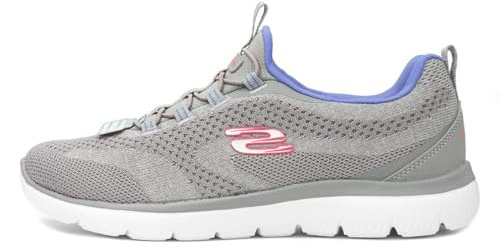 Skechers Damen Summits New Nature Turnschuhe, Grey Knit/Neon Pink & Purple Trim, 37 EU