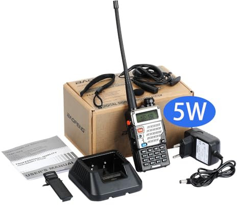 BAOFENG BF UV-5RE Upgraded Version 5Watt Dual Band Two-Way Radio (144MHz-146MHz VHF & 430MHz-440MHz UHF) Includes Full Kit, Black (Black)