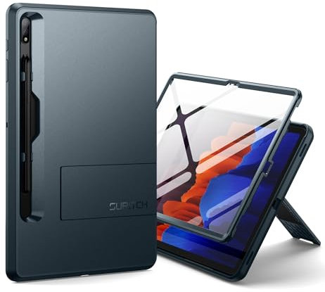 SURITCH Funda para Samsung Galaxy Tab S7 FE 2021/S8 Plus 2022/S7 Plus 2020 12.4, Cubierta de Parachoques Resistente con Protector de Pantalla y Parada de Patada Ajustable y S Pen Poseedor-Verde