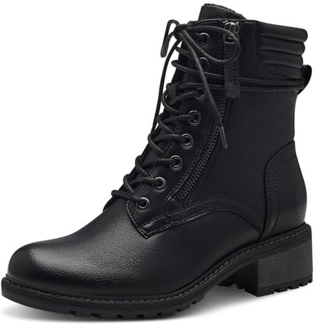 Jana Damen Stiefeletten zum Schnüren mit Blockabsatz Vegan, Schwarz (Schwarz), 40 EU