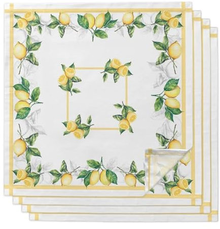 Servietten 5Pcs Frische Zitrone Zitrus Blätter Wiederverwendbare Servietten Abendessen Hochzeit Bankett Decor Tuch Servietten Liefert Party Dekoration Papierservietten (Color : 30x30cm-01)