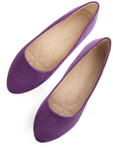 SAILING LU Pointy Toe Shoes Women Solid Ballet Flats Comfort Solid Flat Shoes for Work Slip On Moccasins, 868-upgrade-purple, 8 UK