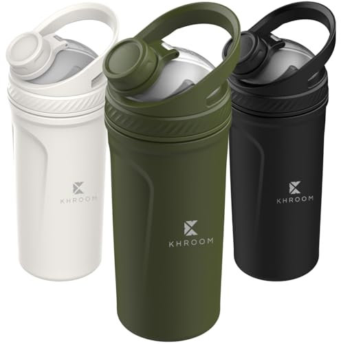 Khroom Shaker en acier inoxydable pour protéines 700 ml avec fonction thermique | Filtre intelligent pour smoothies | Gobelet en acier inoxydable Shaker métallique (Vert)