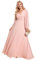 Ever-Pretty Abiti da Ospite per Matrimonio Manica Lunga Stile Impero Abito Elegante Donna Cerimonia Casual Rosa 44