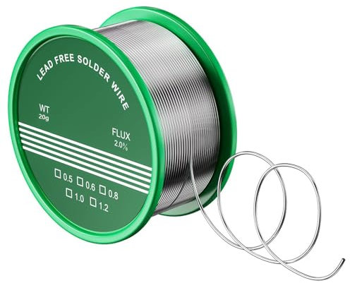 Alambre de Soldadura sin Plomo, Hilo Estaño para Soldar, Plata Estaño para Soldadura Electronica, Alambre Colofonia Núcleo Soldar, Sn99% Ag0.3% Cu0.7% (1mm 20g)