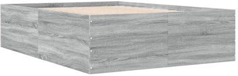 vidaXL Cadre de lit Sonoma Gris 140x200 cm Bois d'ingénierie, Meuble de Chambre à Coucher, sommier, lit à Panneaux, lit, lit Double, lit Plate-Forme