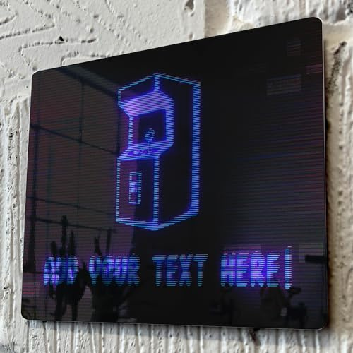 Personalised Aluminum Signs with Glitch-Effect Clipart Designs, (Various Sizes), Mirror Metal Finish, Gamer gaming