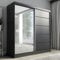 A&J MöbelLand Schwebetürenschrank mit Spiegel, 200 cm, 2 Türen, Schwarz (Schwarz)
