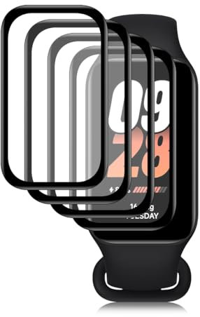 Gelaasso 4 Piezas Protector de Pantalla para Xiaomi Smart Band 8 Active Protector de Pantalla Premium Cobertura Completa Film Láminas, Anti-arañazo Protectora por Xiaomi Smart Band 8 Active