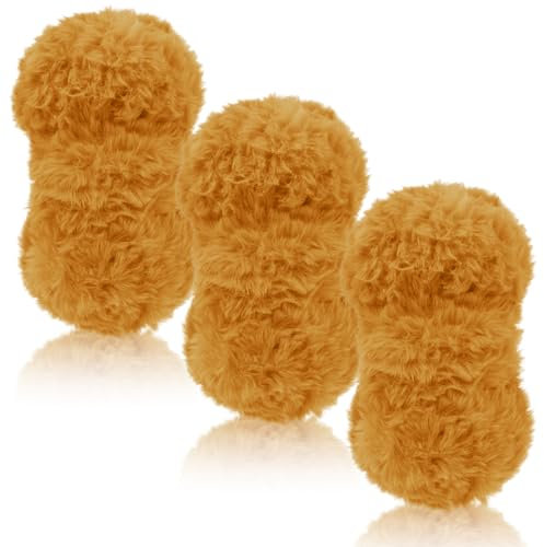 LEREATI Plüschwolle 3 x 100g Fransengarn Weiche Flauschige Wolle Dicke Plush Yarn Fluffy Yarn Fransenwolle zum Häkeln & Stricken Tasche, Hüte, Decken, Pelziges Objekt (Kurkuma)