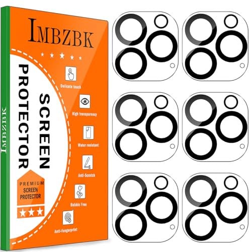 IMBZBK 6 Pezzi Pellicola Protezione Fotocamera per iPhone 16 Pro e iPhone 16 Pro Max Vetro Fotocamera Accessori, 9H Vetro Temperato, HD Chiaro