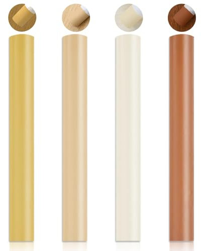 4pcs Wax Filler Wood Repair Sticks, Yellow Oak Wood Scratch Repair Crayons Multi-Surface Wax Sticks for Flooring Filler Wood Furniture Laminate Floor Table Door Scratches Holes Stains