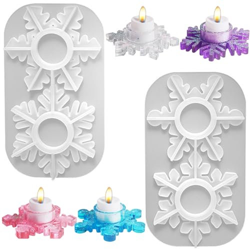 Silikonform Kerzenhalter, 2 Stück Schneeflocken Silikon Gießformen, Schneeflocken Kerzenständer, Kerzenformen Zum GießenSilikonformen, DIY Handwerk silikonformen epoxidharz