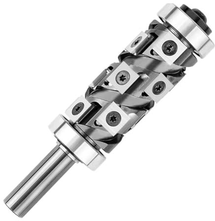 FUYUMIC Heavy Carbide Insert Flush Trim Router Bit with Bearing 65mm Cutting Length 32MM Dia 1/2 Inch Shank for Woodwork Trimming