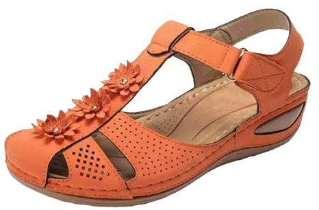 Generico Sandali In Corda Donna Sandali con punta alla caviglia da donna Scarpe casual da donna morbide per ragazze Ciabatte Ortopediche (Orange, 38)