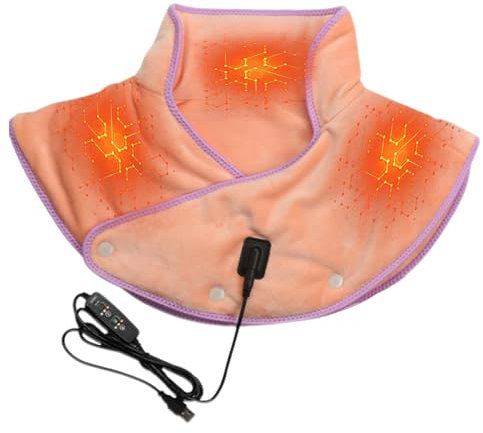 Heating Pad for Neck and Shoulders USB Electric Heated Shoulder and Neck Pain Relief Pad Wrap Warmer Fast-Heating with 3 Heat Settings Over-Heating Protection Gifts for Women Man Mom Dad (Pink)