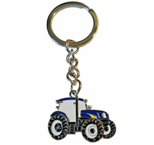 GBJUK Porte-clés tracteur agricole bleu en émail, bleu, taille unique