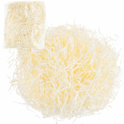 RAFFIA HEU PFLANZENFASER DEKORATIV NATUR CREME 50G, Holzwolle Füllmaterial für Geschenkkorb, naturbelassen, für Deko und Geschenkkörbe