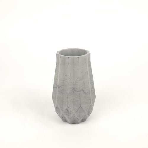 Handworkz | Aargu - Vase aus Beton | wasserdicht | für frische Blumen oder Trockenblumen nutzbar | dekorativ & hochwertig | Handarbeit - Made in Germany (Grau)