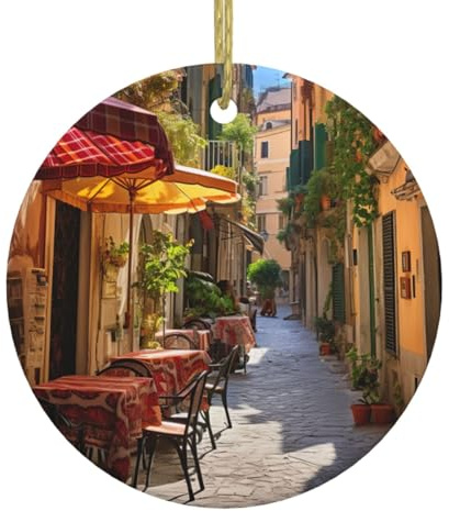 Italian Street Christmas Tree Decor for Party Ceramic Ornament Porcelain Pendants Hanging Decoration