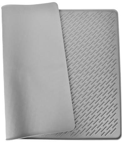 Katzenklo Matte70x50CM, Silikon Katzenstreu Matte, Katzenmatte Schichte Non-Slip Wasserdichte, Schichte Katzentoilette Matte, Leicht zu Reinigen Rutschfeste Katzenklomatte zur Streukontrolle (Grau)