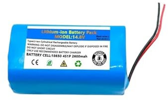 QCKRTAU 14,8 V Kehrroboterbatterie 18650B4-4S1P-AAF-4, kompatibel for DIBEA, kompatibel for Ecovacs, kompatibel for ILife, kompatibel for Liectroux(A2600mAH)