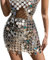 Glitzer Rock Damen Pailletten Rock Elastisch Hohe Taille Umwickelt A-Linie Glitzernder Kurzrock Hüftrock Karneval Party Konzert Rave Rock Funkle Dehnbare Clubrock Glitzernder Kurzrock