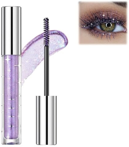 Question Beauty Glitter Mascara, Sparkle Mascara for Eyelashes, Question Beauty Gold Mascara, Waterproof Long Lasting Sparkle Diamond Mascara for Women (Purple, 1)
