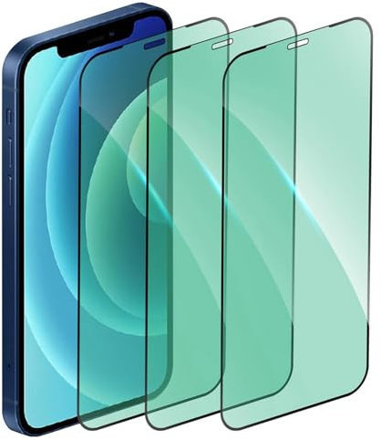 zonyee 3 Stück Schutzfolie für iPhone 12 6.1 Zoll, Grünes Licht Augenschutz 9H Härte Glasfolie Displayschutzfolie für iPhone 12 [Anti-Blaulichtfilter Panzerglasfolie] [Anti Fingerprint und Kratzfest]