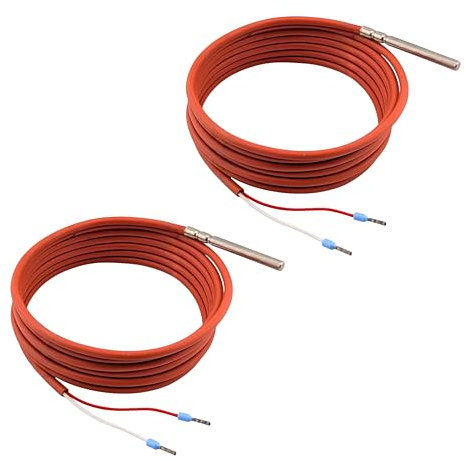 Tmonit - 2 Stück PT1000 Temperaturfühler | 2 Meter Silikon-Leitung | bis +200°C | Made in Germany | Temperatursensor Fühler Kabelfühler Solarfühler
