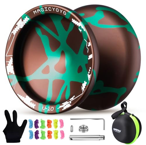 YOSTAR Yoyo Profi V10, Neo Spin JoJo mit Leerlauf und Kugellager, Trick Jo-jo für Kinder und Erwachsene, Responsive und Unresponsive Jo-Jo, mit 12 Saiten, Lagersatz, Handschuh, Gehäuse
