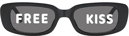 Mr. Gadgets Occhiali da Sole Divertenti con Scritte – Modelli FIGA & FREE KISS – Stile Retrò Unisex – Idea Regalo Ironica per Feste, Eventi, Addio al Celibato/Nubilato,Discoteca (Nero, Free Kiss)