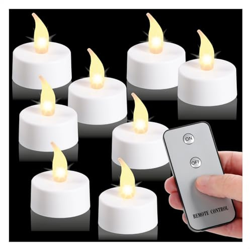 com-four® 8x LED Teelichter mit Fernbedienung - warmweiß leuchtende Kerzenlichter - elektrische Teekerzen für stimmungsvolle Deko, Tisch & Fenster (8 Stück mit Fernbedienung)