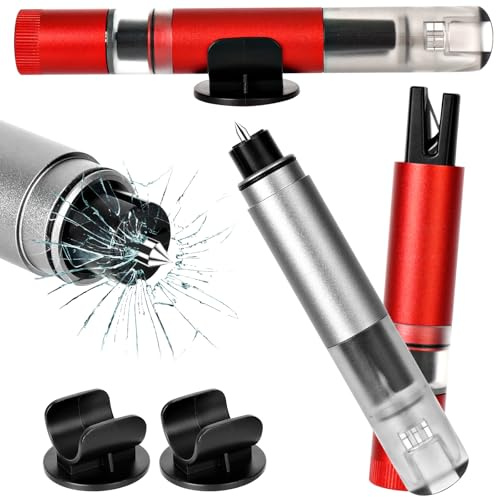 Corpower 4 in 1 Gurtschneider Notfallhammer, 2 Stücke Notfallhammer Auto mit Gurtschneider, Notfall-Taschenlampe, Rettungspfeife, Sicherheit Rescue Tool für Schnelle Flucht bei Straße Unfällen