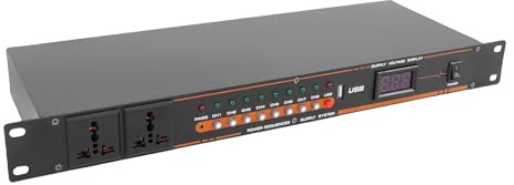 Topiky Power Sequenzer Conditioner mit 10 Ausgängen, Rack Montage, Professioneller Audio Digital Power Controller, Spannungsregler, Rack Montage Power Conditioner mit Unabhängigem (EU)