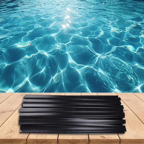 EasyByMall Kit de bandes de recouvrement pour revêtement de piscine hors sol, clips de rechange en polyéthylène, barre de verrouillage de 61 cm, accessoires noirs pour piscines rondes et ovales