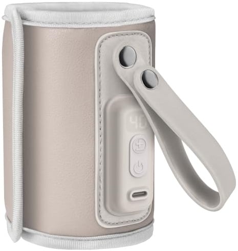LIONELO Thermup Go Tragbarer Babyflaschenwärmer USB-C, Flaschenwärmer | Unterwegs & Auto, 24h Warmhaltefunktion, 5 Temperaturstufen 38–50°C, LCD Display, Thermostat, Universal, BPA-frei, Leise
