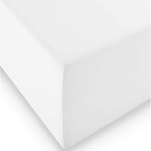 fleuresse 1119 XXL Jersey Stretch Spannbetttuch (96% Baumwolle, 4% Elasthan), mit Rumdumgummizug, Ökotex 100, für Matratzen bis 40 cm Höhe, 180 x 200-200 x 220 cm, weiß