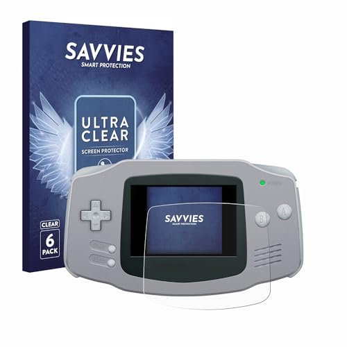 Savvies 6 Stück Schutzfolie für Nintendo Gameboy Advance GBA Displayschutz-Folie Ultra-Transparent